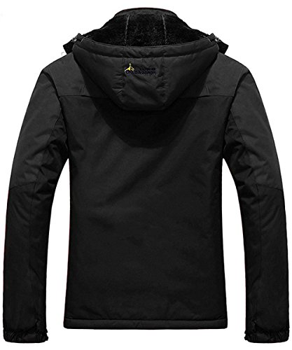 YIRUIYA Parka Chaqueta Impermeable de Invierno Hombre Outdoor Abrigo Calentito de Nieve Capucha Cálido Negro XL