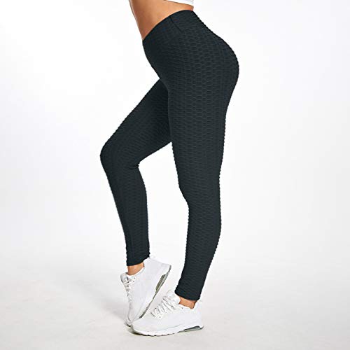 Yoga para Mujer Pantalones Leggings Push Up Mujer Mallas Pantalones Deportivos Alta Cintura Elásticos Yoga Fitness Running Pantalones Delgado Entrenamiento Transpirable (Negro, S)