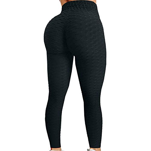 Yoga para Mujer Pantalones Leggings Push Up Mujer Mallas Pantalones Deportivos Alta Cintura Elásticos Yoga Fitness Running Pantalones Delgado Entrenamiento Transpirable (Negro, S)