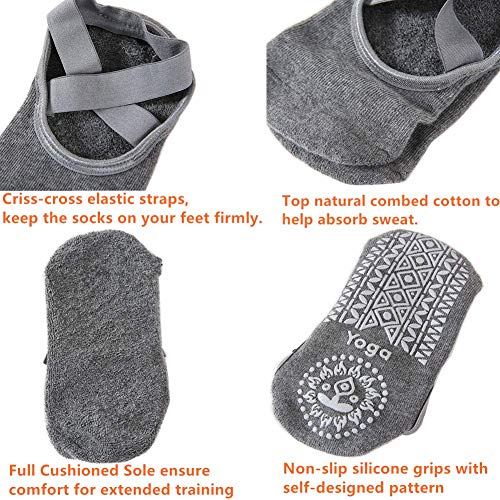 Yoga para Mujeres Full Toe Colchoneta Deporte Accesorios Yoga, Calcetín para Ballet, Barra Fitness, Danza, Calcetines Antideslizantes (4 Pares)
