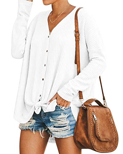 YOINS - Chaqueta de Punto para Mujer con Cuello en V y botón