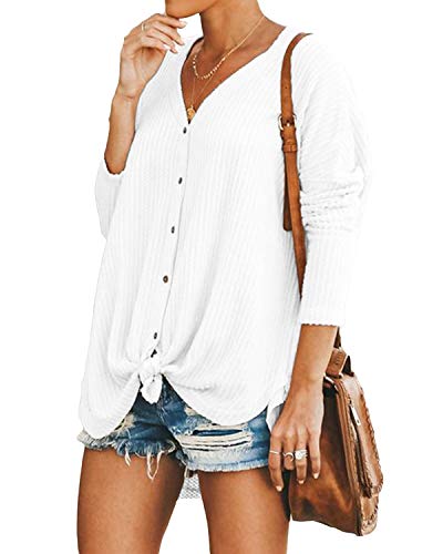 YOINS - Chaqueta de Punto para Mujer con Cuello en V y botón