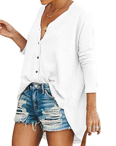 YOINS - Chaqueta de Punto para Mujer con Cuello en V y botón