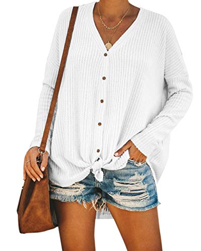 YOINS - Chaqueta de Punto para Mujer con Cuello en V y botón