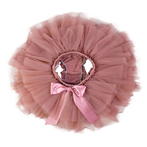 YONKINY Tulle Ballet Tutu Corta para Niñas+Venda Falda Capas Tul De Volantes Princesa para Danza Fiesta Boda Cumpleaños Fotografía (Rosa Oscuro, Tallas S para 0 a 6 Meses)
