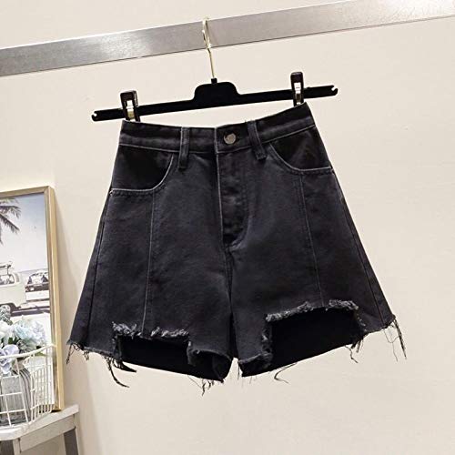 Yosemite pantalones cortos de mezclilla para mujer, dobladillo alto, bolsillos de pierna ancha, pantalones cortos vaqueros calientes, color negro, tamaño X-Large