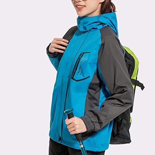 YOUCAI Hombre/Mujer Color Fluorescente Chaquetas Softshell de esquí Parka Invierno Nieve con vellón térmico Interior Deportes al Aire Libre Abrigo de montaña con Capucha Light Azul XL