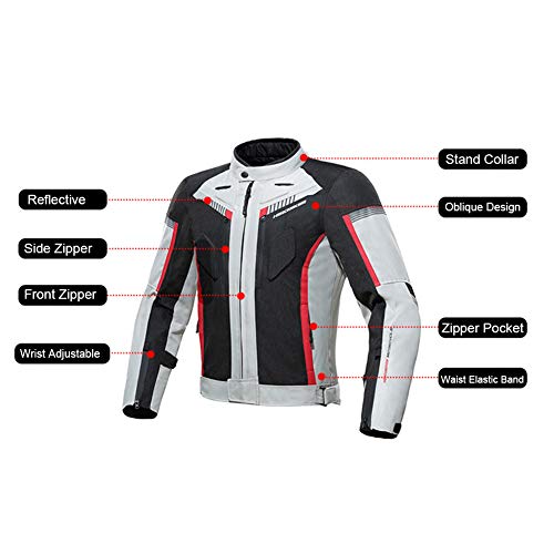 YOUCAI Trajes de Moto con Proteccion, 4 Estaciones Impermeable Reflexivo Chaqueta Scooter Chaqueta de Moto A Prueba de Viento Pantalones Motocross Moto Ropa Motociclista,Chaqueta negro,L