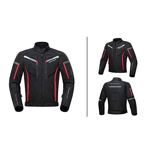 YOUCAI Trajes de Moto con Proteccion, 4 Estaciones Impermeable Reflexivo Chaqueta Scooter Chaqueta de Moto A Prueba de Viento Pantalones Motocross Moto Ropa Motociclista,Chaqueta negro,L