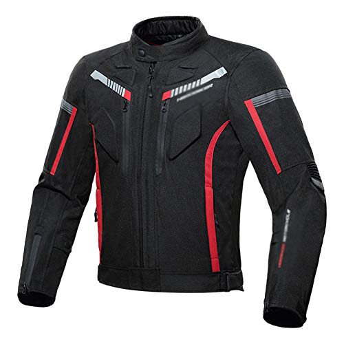 YOUCAI Trajes de Moto con Proteccion, 4 Estaciones Impermeable Reflexivo Chaqueta Scooter Chaqueta de Moto A Prueba de Viento Pantalones Motocross Moto Ropa Motociclista,Chaqueta negro,L