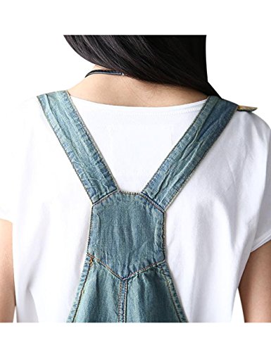 Youlee Mujer Pantalones de Pierna Ancha Peto de Mezclilla Monos Pantalones Monos Style 1 Blue