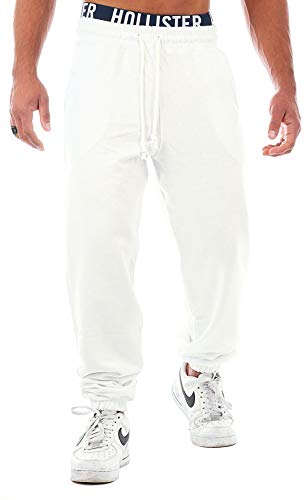 Young & Rich 301 - Pantalones de chándal para hombre, corte regular crema y blanco L