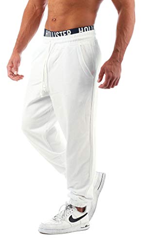 Young & Rich 301 - Pantalones de chándal para hombre, corte regular crema y blanco L