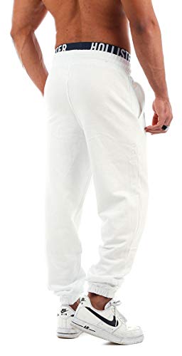 Young & Rich 301 - Pantalones de chándal para hombre, corte regular crema y blanco M