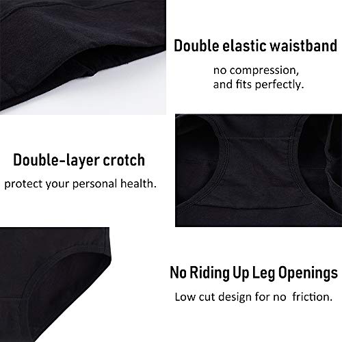 YouShow Bragas Mujer Braguitas Algodón Cintura Alta Pack de 5 Cómodo Faja Reductora Ajustan(Negro,L)