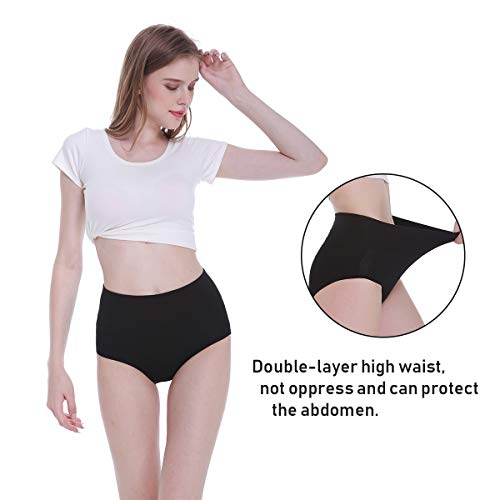 YouShow Bragas Mujer Braguitas Algodón Cintura Alta Pack de 5 Cómodo Faja Reductora Ajustan(Negro,L)