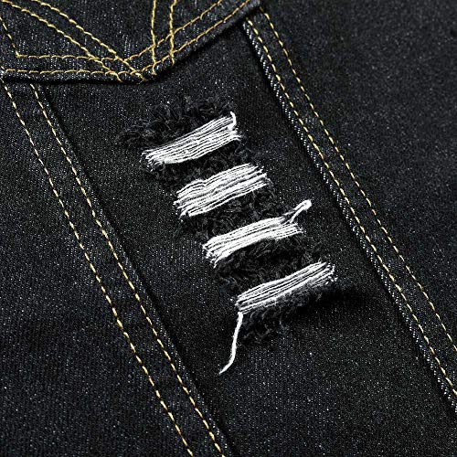 YOUTHUP Chaleco de Mezclilla de Los Hombres Denim Chaquetas Sin Mangas Rasgadas