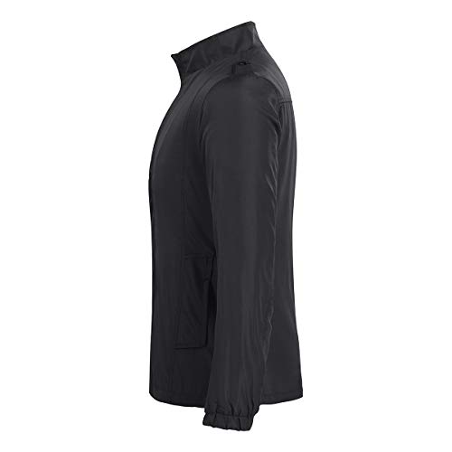 YOUTHUP Chaquetas para hombre, con cuello alto, casual, ligera, con cremallera completa, color negro, XL