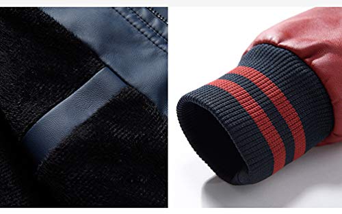 YuanDian Hombre Béisbol Chaqueta De Imitacion Cuero Otoño Invierno Casual Vintage Bordado Bomber Aviador Baseball Jacket Polipiel Casaca Piel Sintetica Chamarra Cazadora Blanco + Negro XL