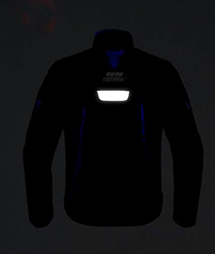 YuanDiann Trajes de Moto con Proteccion, 4 Estaciones Impermeable Chaqueta y Pantalon Motocross Cordura Reflexivo Forro Extraíble Cazadora Scooter Moto Pantalon Agua Chaqueta Azul 3XL