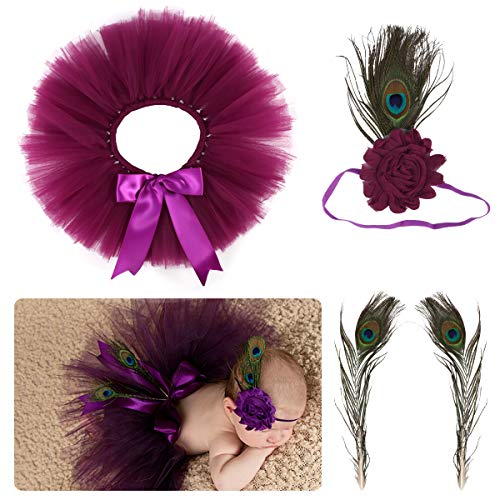 Yuehuam Accesorios de Fotografía para Recién Nacidos Disfraz Infantil Bebé Niñas Princesa Falda Y Linda Diadema Trajes Regalo Infantil Pluma Ángel ala Ropa (3~4 Meses)