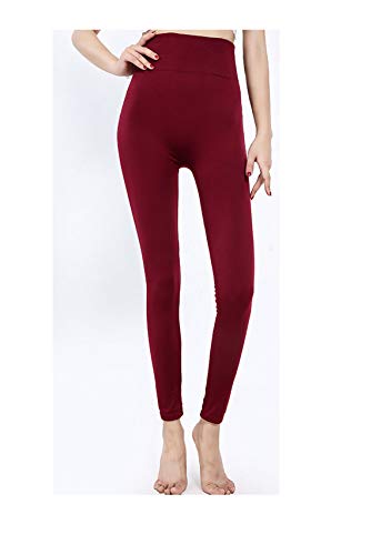 Yulaixuan Mujer 2 Pares Medias térmicas Opacas Paño Grueso y Suave de Invierno Pantimedias Gruesas Cintura Alta Pantalones cálidos Leggings sin pies sin pies (Vino Tinto y Cafe, Tamaño Libre)