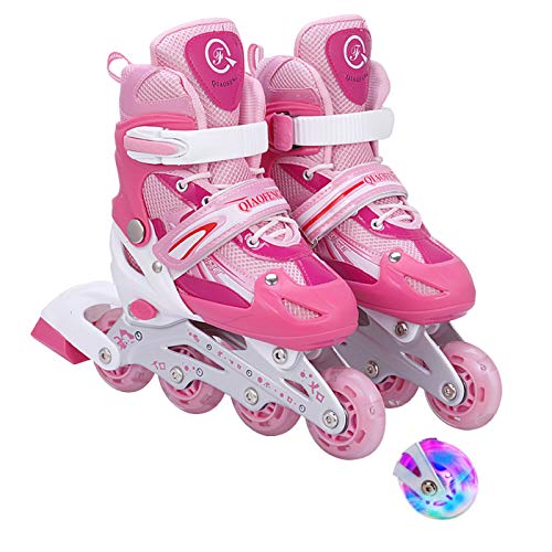 YULINGSTYLE Patines En Linea Adulto Teoría De Destellos con PVC Luminoso-Pink||S