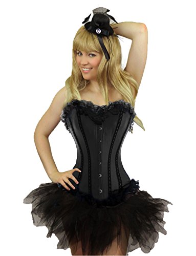 Yummy Bee Falda Tutú Vestido Fantasía Estilo Despedida de Soltera Burlesque Disfraz Talla Grande 34-56 (Negro, 36)