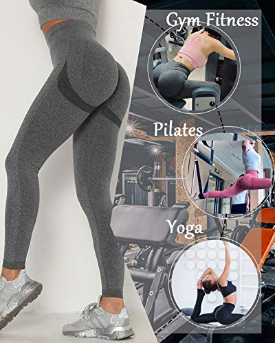 Yutdeng Leggins Deportivos Mujer Push Up Mujer Mallas Pantalones de Yoga de Punto Sin Costuras Mujeres Correr Medias Deportivas Cintura Alta Leggings