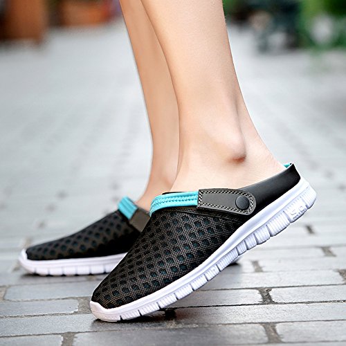 Yvelands Hombre Mujer Verano Sandalia Malla Transpirable Acolchado Playa Chanclas Zapatos(Negro,40)