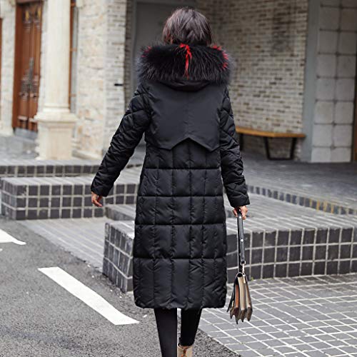 Yvelands-women Abrigo Mujer Largas Invierno Parka Reversible con Capucha Pelo Sintética Abrigos Acolchados A Prueba de Viento Caliente Espesor Chaqueta Algodón Jacket Rompevientos Overcoat(Negro,L)