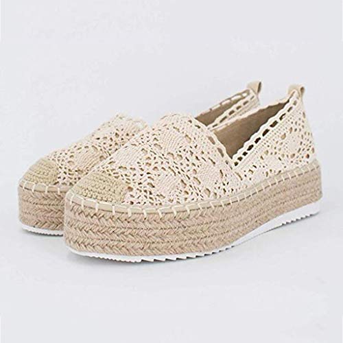 YWLINK Plataforma Hueca para Mujer Zapatos Casuales Color SóLido Transpirable CuñA Alpargatas Antideslizante CóModo Zapatos Romanos Bohemia TamañO Grande Fiesta Deportes Al Aire Libre(Beige,41EU)