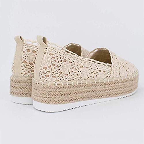 YWLINK Plataforma Hueca para Mujer Zapatos Casuales Color SóLido Transpirable CuñA Alpargatas Antideslizante CóModo Zapatos Romanos Bohemia TamañO Grande Fiesta Deportes Al Aire Libre(Beige,41EU)