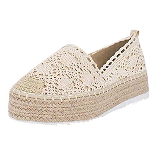 YWLINK Plataforma Hueca para Mujer Zapatos Casuales Color SóLido Transpirable CuñA Alpargatas Antideslizante CóModo Zapatos Romanos Bohemia TamañO Grande Fiesta Deportes Al Aire Libre(Beige,41EU)