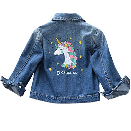 Yying Chaqueta Vaquera para Niñas, Bordado Moda Cazadora Denim Primavera Otoño Casual Mezclilla Abrigo Niños Desteñido Jean Jacket con Lentejuelas