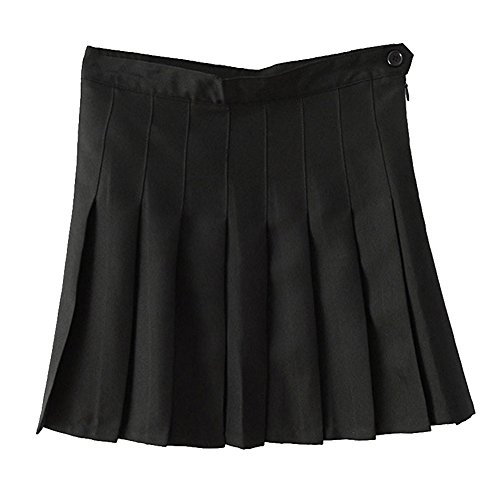 Yying Minifaldas Plisadas con Cintura Alta de Mujer Falda Escolar Skater de niñas Falda Negra XS