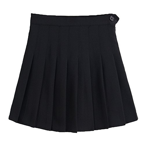 Yying Minifaldas Plisadas con Cintura Alta de Mujer Falda Escolar Skater de niñas Falda Negra XS