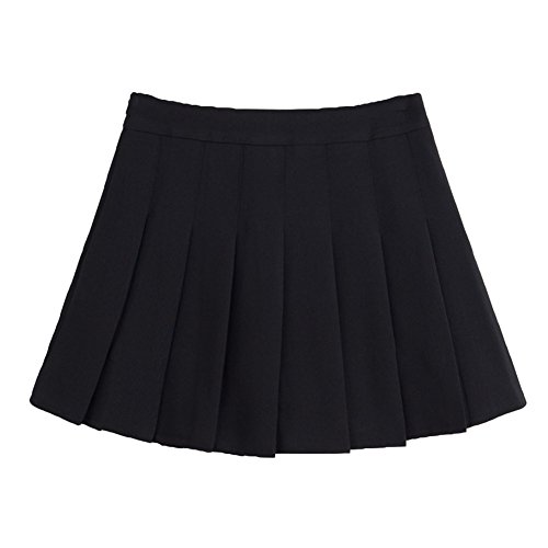 Yying Minifaldas Plisadas con Cintura Alta de Mujer Falda Escolar Skater de niñas Falda Negra XS