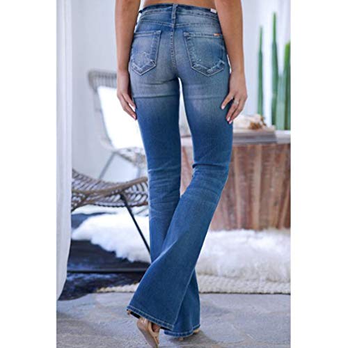 Yying Mujer Vaqueros Pantalones Acampanados Cintura Alta Slim Fit Jeans Pantalones Bootcut Elasticos Skinny Pantalones Mezclilla Talle Bajo Destruido Rasgado Pantalones de Campana