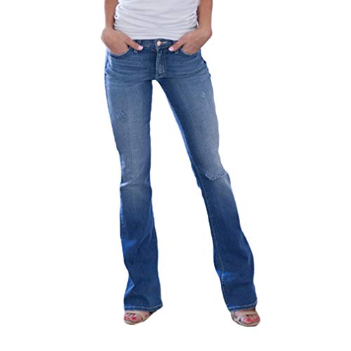 Yying Mujer Vaqueros Pantalones Acampanados Cintura Alta Slim Fit Jeans Pantalones Bootcut Elasticos Skinny Pantalones Mezclilla Talle Bajo Destruido Rasgado Pantalones de Campana