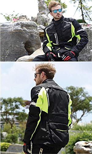 YYSDH Hombres Cuatro Estaciones Chaqueta de Moto, Transpirable Cálido Impermeable Anti-caída Resistente con Armours CE, Negro (S-3XL)