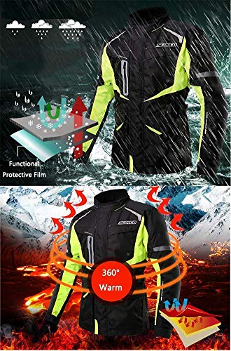 YYSDH Hombres Cuatro Estaciones Chaqueta de Moto, Transpirable Cálido Impermeable Anti-caída Resistente con Armours CE, Negro (S-3XL)