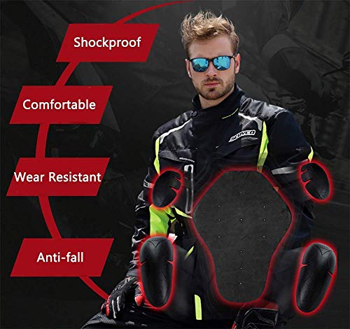 YYSDH Hombres Cuatro Estaciones Chaqueta de Moto, Transpirable Cálido Impermeable Anti-caída Resistente con Armours CE, Negro (S-3XL)