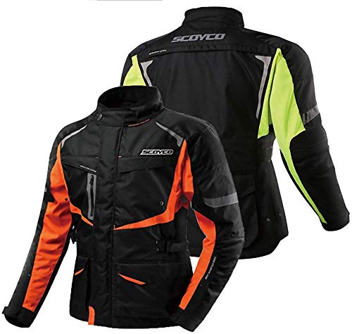 YYSDH Hombres Cuatro Estaciones Chaqueta de Moto, Transpirable Cálido Impermeable Anti-caída Resistente con Armours CE, Negro (S-3XL)