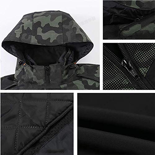 YYSDH Hombres Cuatro Estaciones Extra Grande Chaqueta de Moto, Transpirable Cálido Impermeable Anti-caída Resistente con Armours CE, Camuflaje Negro Verde