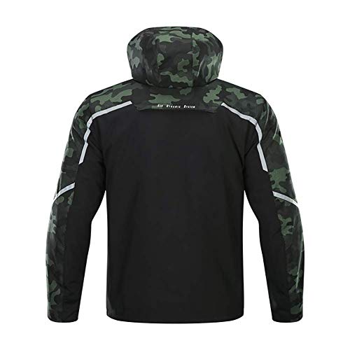 YYSDH Hombres Cuatro Estaciones Extra Grande Chaqueta de Moto, Transpirable Cálido Impermeable Anti-caída Resistente con Armours CE, Camuflaje Negro Verde