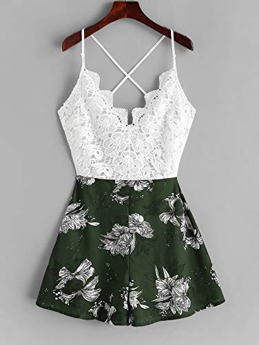 ZAFUL Conjunto de camiseta y pantalones cortos para mujer con estampado floral turquesa L
