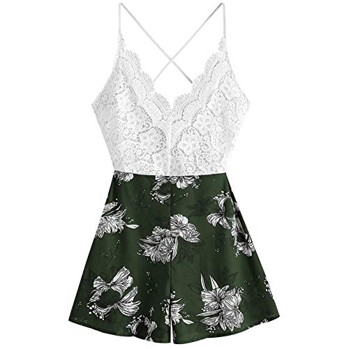 ZAFUL Conjunto de camiseta y pantalones cortos para mujer con estampado floral turquesa L