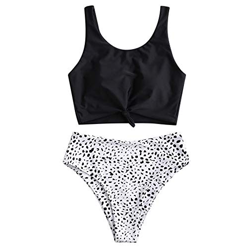 ZAFUL Tankini Traje de Baño con Relleno Takini Talla Grande Pantalones Dos Piezas para Mujer 2019 (Negro, XL)