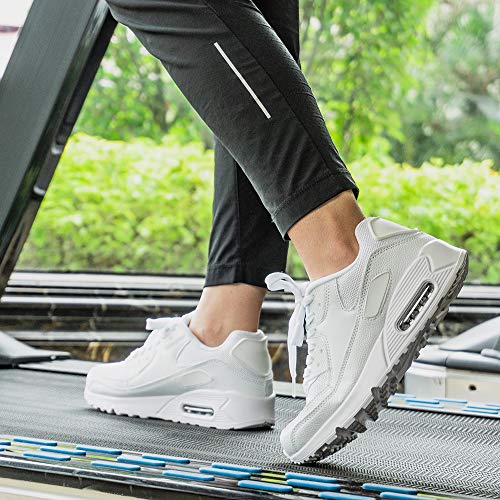 Zapatillas de Running para Hombre Mujer Ligero Correr Air Atléticos Sneakers Comodos Fitness Deportes Calzado Blanco 45